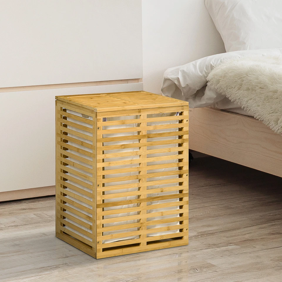 HOMCOM Cesto Portabiancheria con Coperchio e Sacca Removibile e Lavabile - Immagine 2 di 4