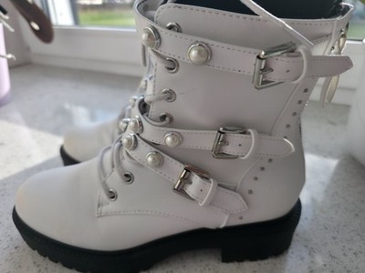Stiefeletten damen weis mit Perlen in Gr 37