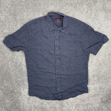Untuckit Shirt Mens Small Blue Linen Button Up Slim Fit Short Sleeve