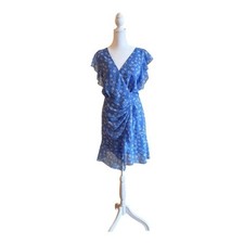 Mango Women’s Light Blue Floral Chiffon Dress Size 4