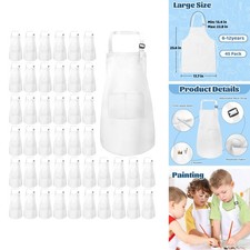 ZLEVEAYN 45-Pack Kids Aprons with Pockets for Painting, White