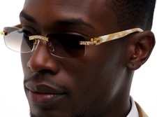 Fashion Square Small Diamond Rhine Stone Clear Eye Glasses Men Sunglasses