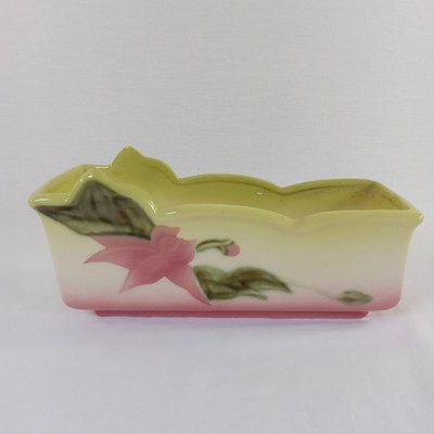 Vintage Hull Pottery Woodland W14-10'' Window Box Planter Vase 1950s Pink Green