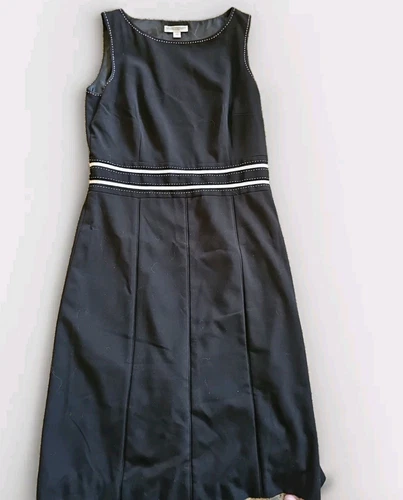 VETEMENTS Abito donna Queenspark bianco e nero orlo taglia 10 foderato senza maniche. C3