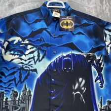 Batman Shirt Men's Medium Comics AOP All Over Print DC Warner Bros 2001 VTG Y2K