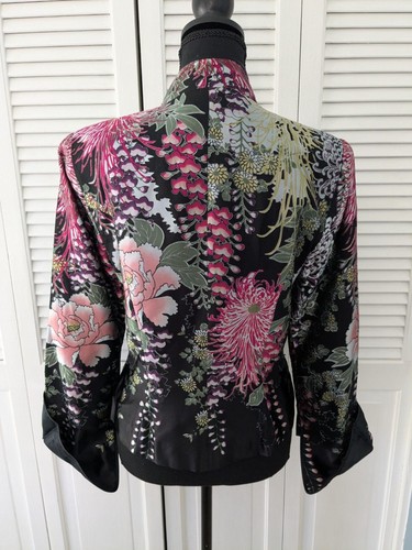JS Collections Silk Jacket Women 10 Blazer Elegant Designer Floral Cocktail Glam - Picture 9 of 16