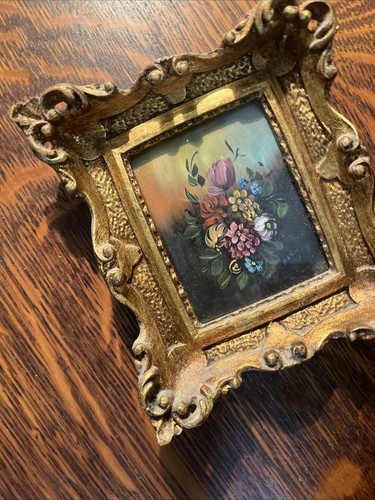 Beautiful small antique painting of flower arrangement. Original Rare By Artist - Picture 5 of 5