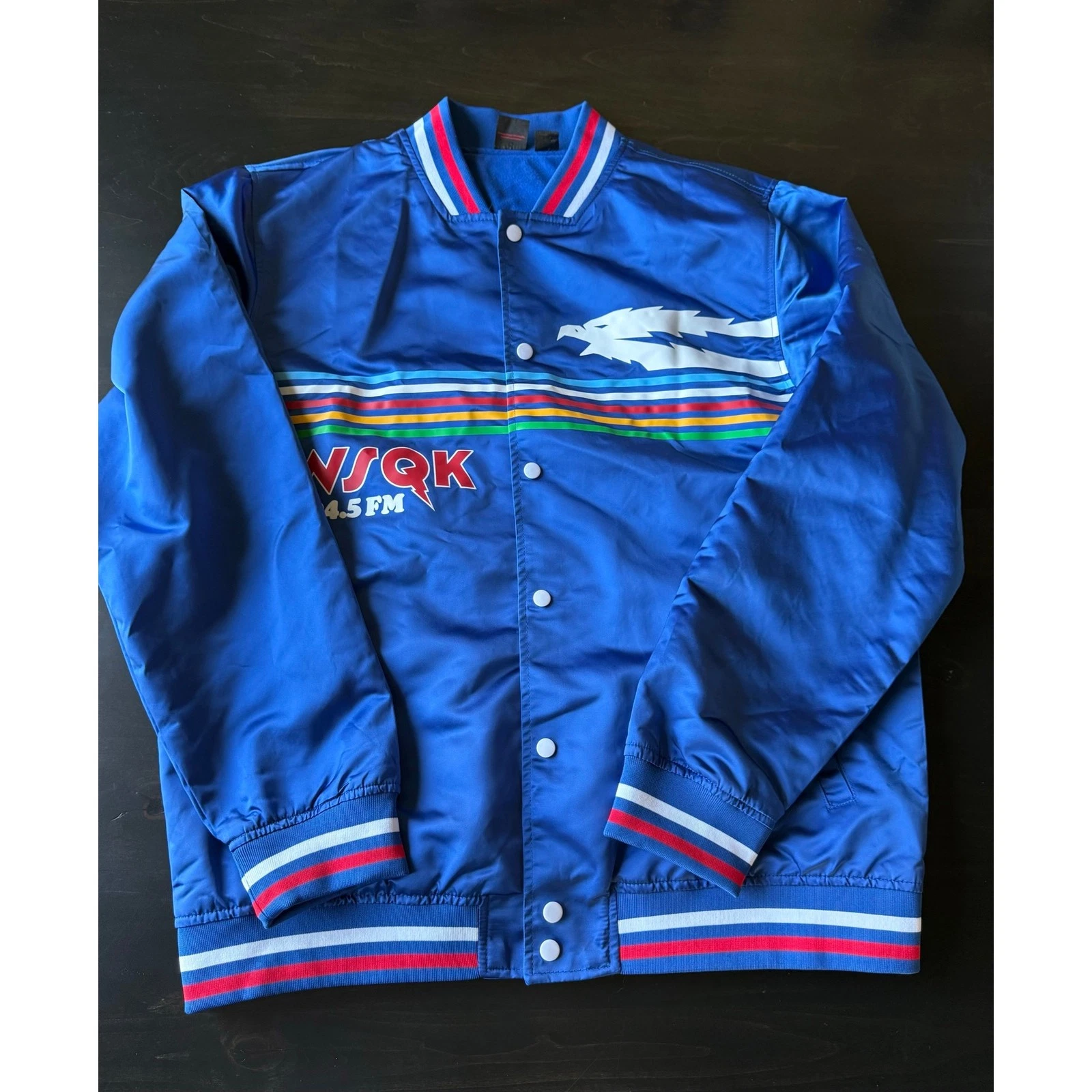 Stranger Things Costume WSQK Satin Bomber Jacket • 80s Hawkins Radio Cosplay XL - product detail image 9