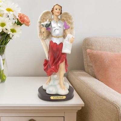 Archangel Gabriel Statue | Arcángel San Gabriel   Resin Catholic Figurine in 8'' 