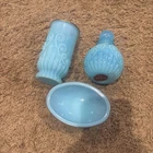 New ListingBlue Milk Glass Vintage Avon 3D Embossed Perfume Bottle Vanity dishes