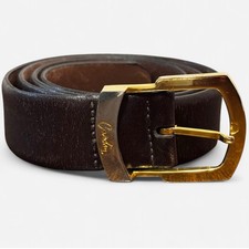 Vintage Pierre Cardin Brown Leather Dress Belt Size 30 Gold Tone Buckle Spain