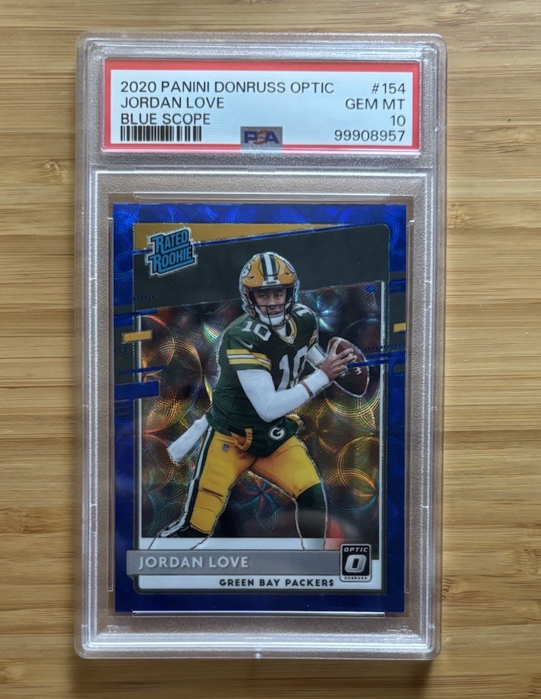 2020 Panini Donruss Optic Rated Rookies Jordan Love #154 Blue Scope PSA 10