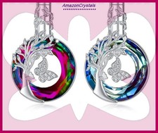 TREE of Life Urn, Cremation Urn Necklace, Silver Urn Pendant, BUTTERFLY Urn