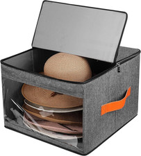 Upgraded Hat Storage Box for Women & Men,Closet Hat Boxes Organizer Bag with Dus