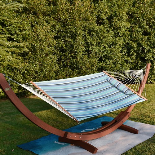 Lazy Daze 12 FT Sunbrella Fabric Hammock with Spreader Bars and Free Pillow F... - Picture 8 of 9