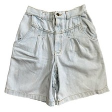 Vintage 90s High Waisted Denim Shorts Pleated Front Cotton Jean Shorts 6 Small