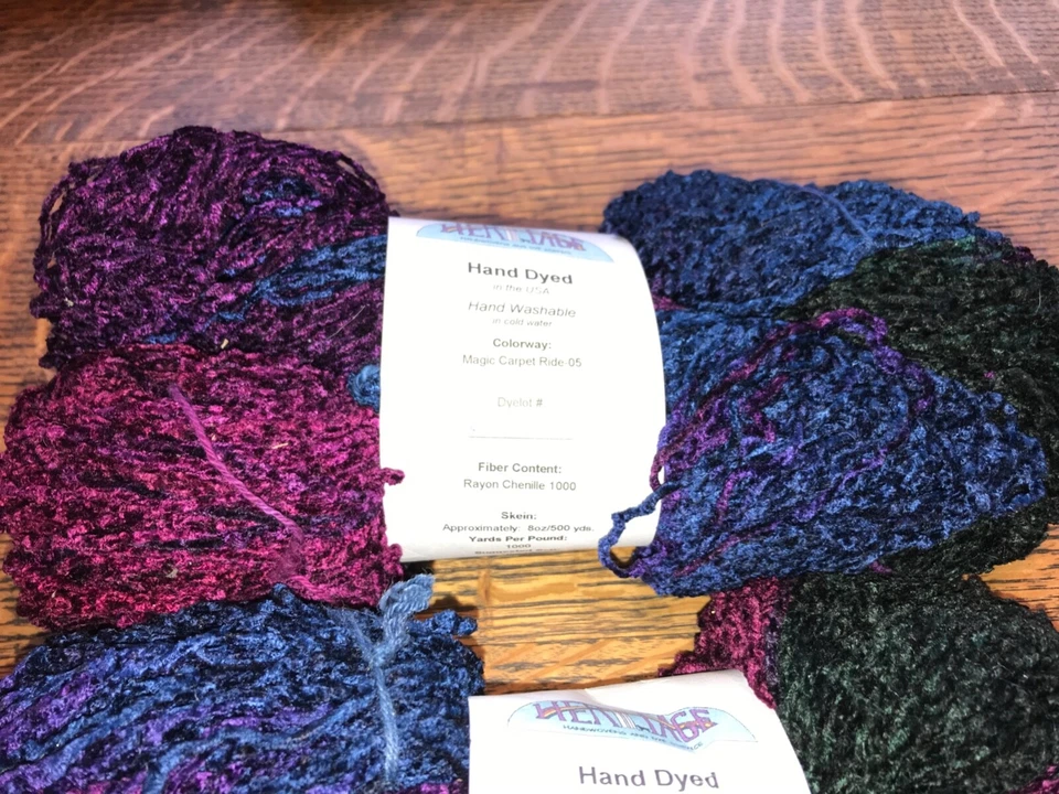 Heritage Rayon Chenille Yarn 2 Skeins 8oz each - Magic Carpet Ride Same Dyelot ! - Image 4 of 4