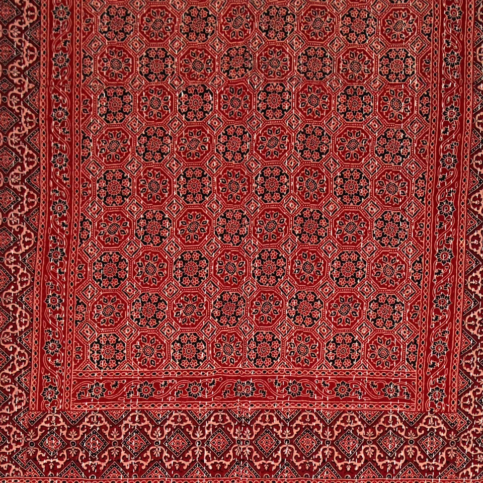 Edredón Kantha con estampado de bloques de mano indio, manta colcha de algodón queen tiro Gudari Foto 2 de 4