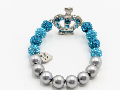 Hard Rock Cafe Blue Crown Stretch Bracelet Silver Tone