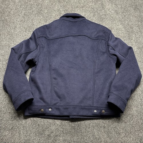 Levis Trucker Jacket Mens Small Navy Blue Wool Blend Lined Snap Button Casual - Picture 4 of 13