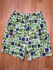 Vintage 80s GITANO COLLECTIONS PALM PRINT SHORTS White All Over Print M Aloha