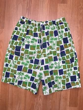 Vintage 80s GITANO COLLECTIONS PALM PRINT SHORTS White All Over Print  M Aloha