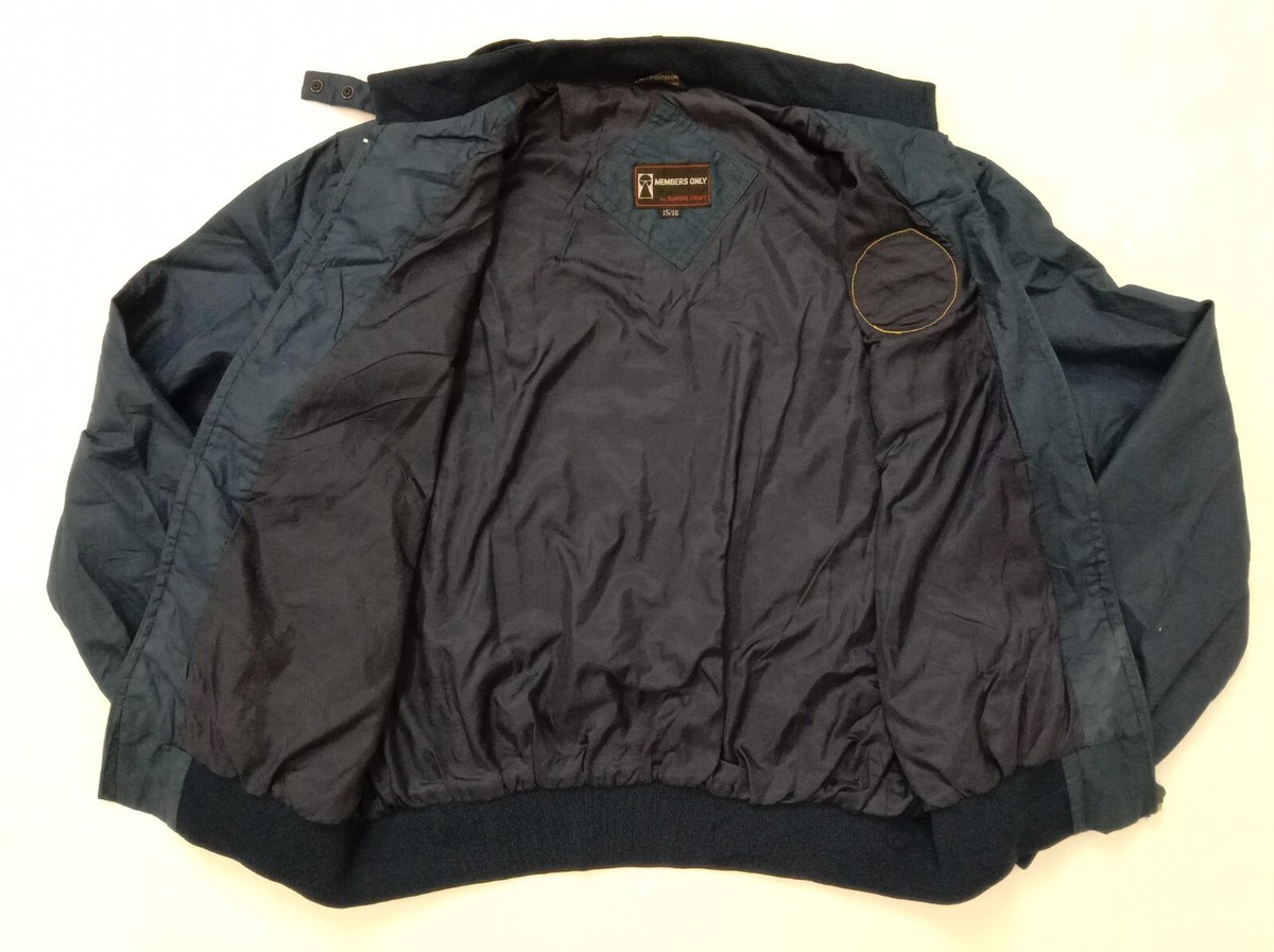 Members Only Mens Zipper Jacket Navy Blue 15/16 Made In Hong Kong