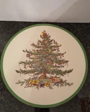 SPODE CHRISTMAS TREE ROUND TRIVET HOTPLATE - 10" - CORK BACKED - EUC