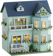 DIY Miniature House Kit, Wooden Dollhouse Kit Mini House Making Kit with Furnit