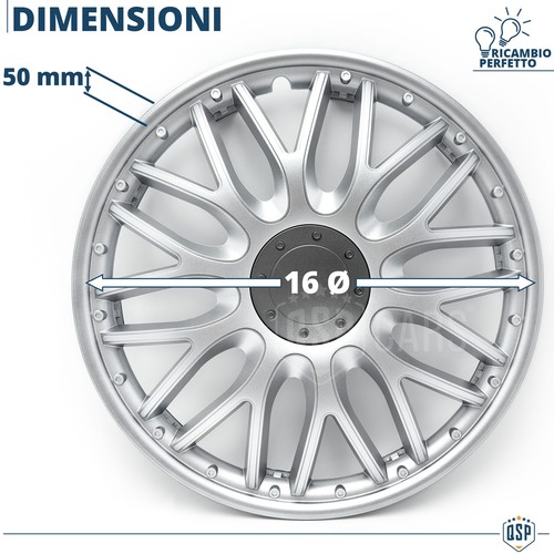 4 Copricerchi per Mercedes Sprinter W906 13-18 16'' Coppette Silver 10 Razze a Y - Foto 12 di 13