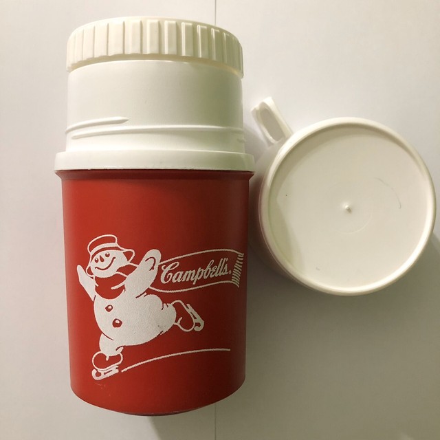 Skiing Snowman Campbell's Soup Thermos's Red and White. 3 Pieces eBay