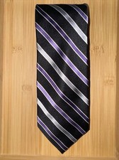 Chaps By Ralph Lauren Purple Striped Silk Tie - 60L 3.5W