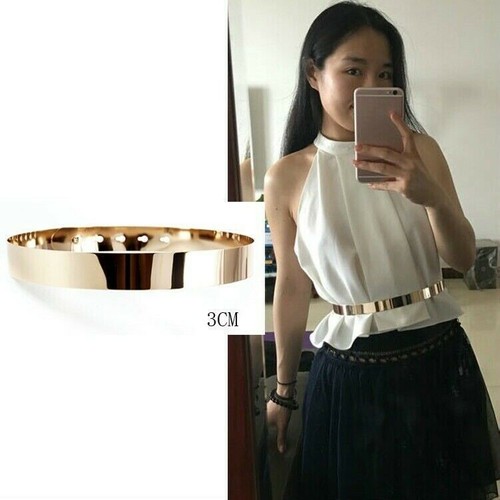Women Metal Waist Belt Waistband Mirror 