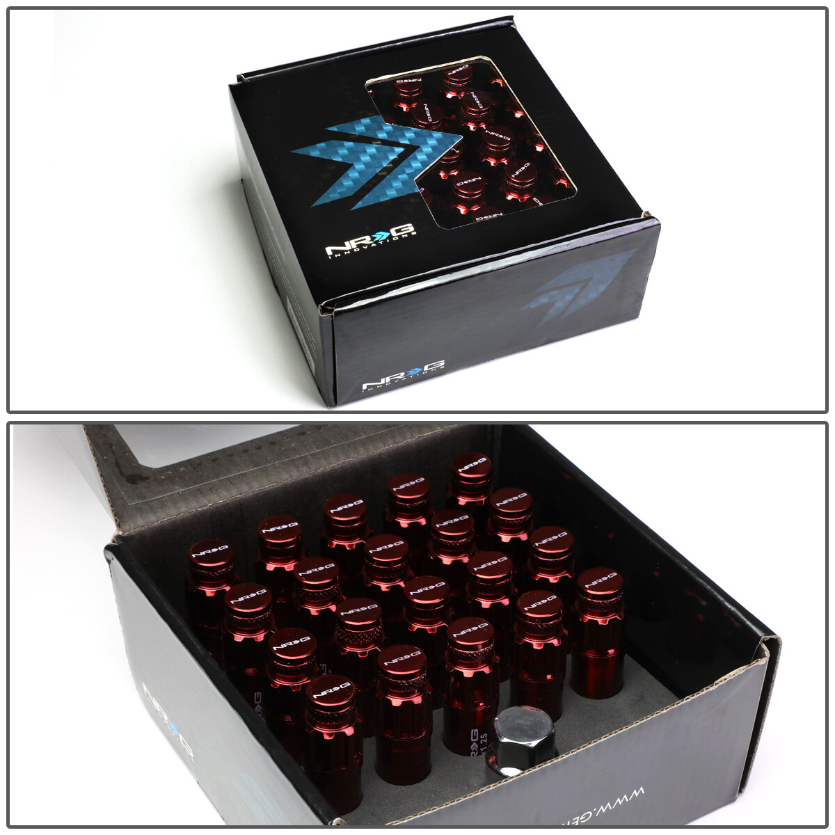 20PCS NRG RED M12X1.25 STEEL SPLINE CLOSE END LUG NUTS&DUST CAP COVER