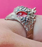 UNUSUAL EXTREMELY ANCIENT BRONZE EAGLE HEAD RING VIKING ARTIFACT AMAZING 