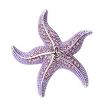 Women's Austrian Crystal Starfish Pearl Brooch Pin Breastpin Pendant Lavender