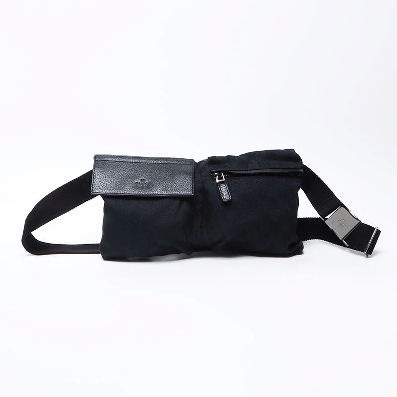 GUCCI GG toile ceinture pochette taille sac bandoulière noir WS12276