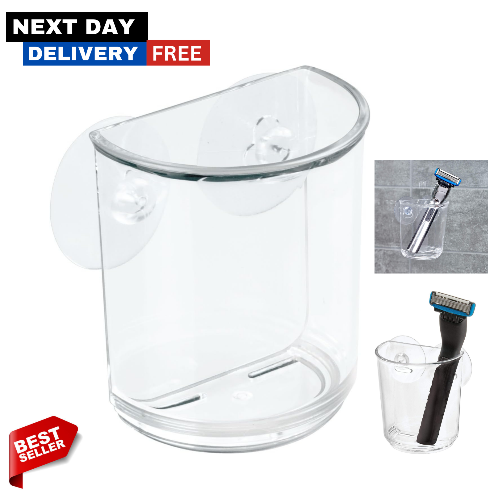 Suction Toothbrush Holder , Plastic Storage Organiser with Suction Cups