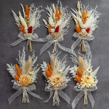 Mini Dried Flower Bouquet Set Pack of 6 Orange Small Bouquet Pampas Small Bou...