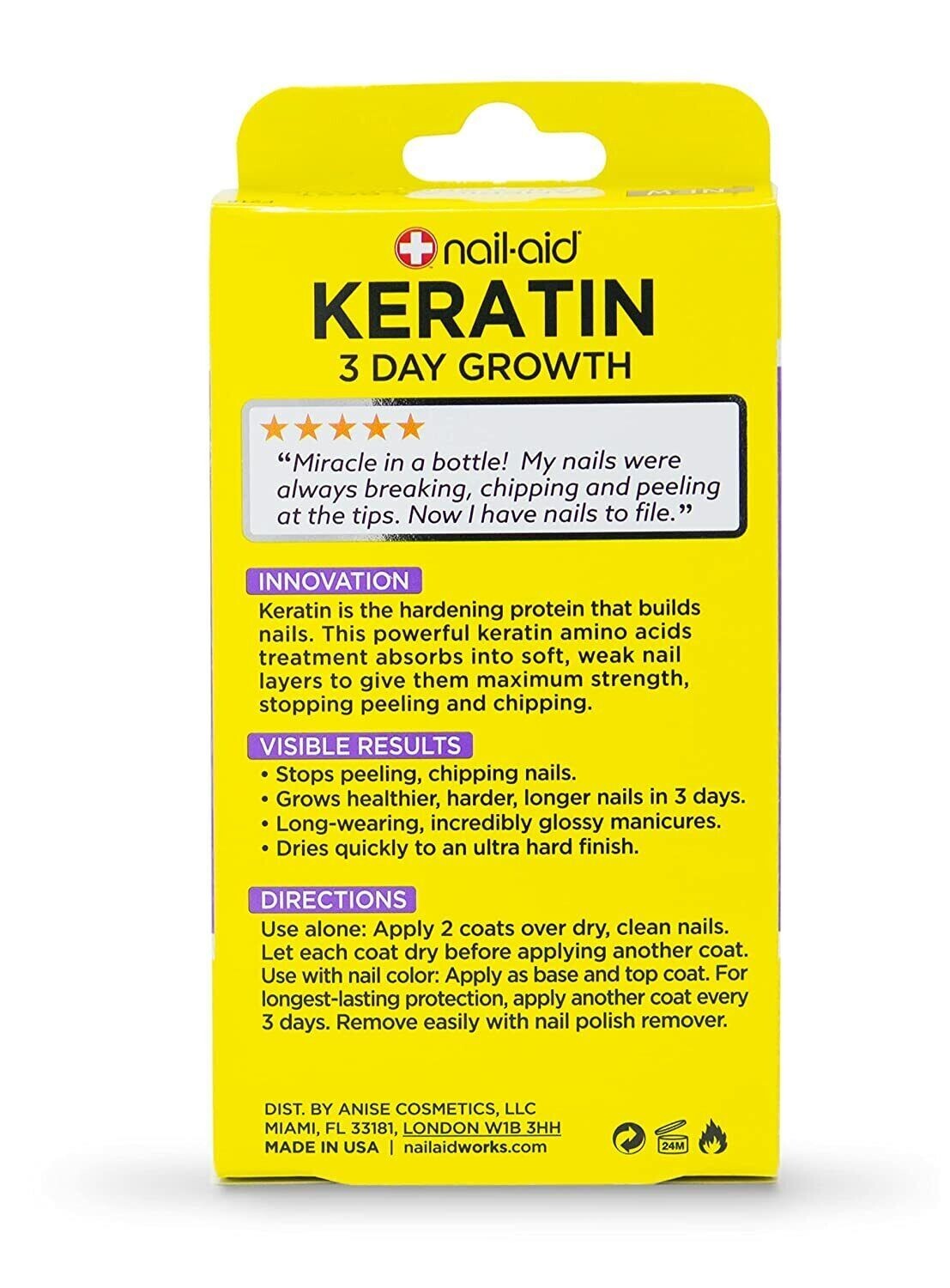 NailAid Keratin 3 Day Growth Nail Treatment & Strengthener 0.55 fl oz