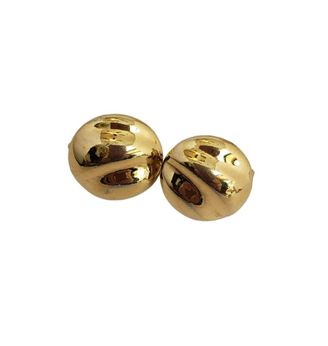 Pendientes Clip Círculo Botón Ondulado Tono Oro Brillante Trifari De Colección - Imagen 2 de 6