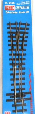 Peco SL-E497 New ~ HOn30 ~ Wye ~ Electrofrog ~ Medium Radius Y Turnout ~ Code 80