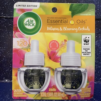 Air Wick Plug-In Essential Oil Refill, Hibiscus & Blooming Orchids, Pack of 2