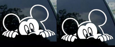 Mouse Mickey peeking Two Pack 6" White Vinyl Decals Car Truck Windows