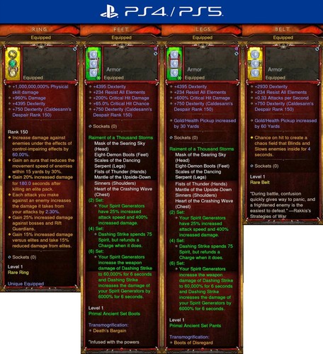 Diablo 3 PS4/PS5 Softcore Primal Modded Monk Set | Raiment of a Thousand Storms - Foto 5 di 5