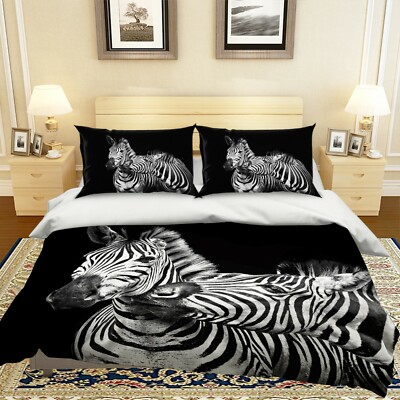 3D Zebras O17 Animal Bed Pillowcases Quilt Duvet Cover Set Queen King Amy