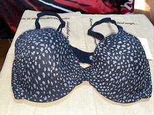 NWT Halston Women's 36D Underwire Everyday Comfort T-Shirt Bra. Black & Gray.
