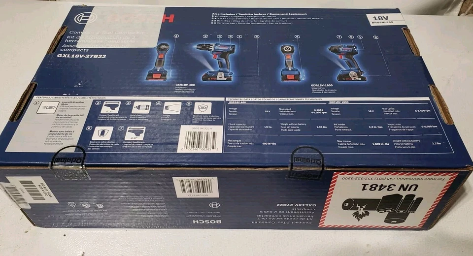 Bosch GXL18V-27B22 18V 2-Herramientas Combo Kit Taladro y Destornillador de Impacto NUEVO Foto 2 de 4