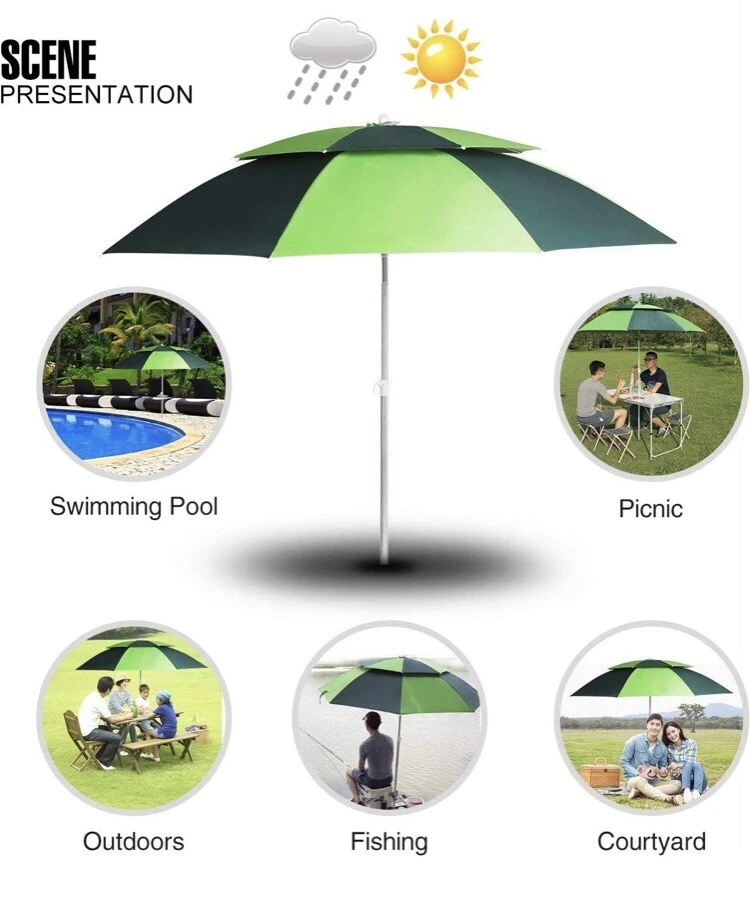 Paraguas de playa Redcamp 6,5 pies verde portátil ideal para pescar con estuche de transporte Foto 3 de 4