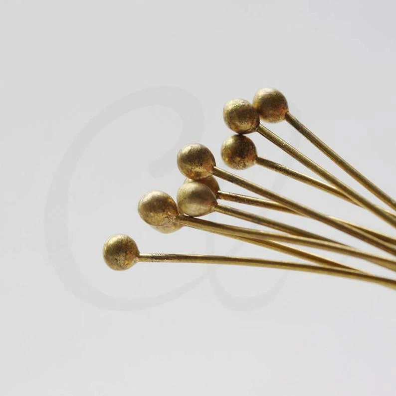 Pasador de bola de latón crudo 100 piezas pasadores de cabeza de base de latón-50x0,6 mm (CW-3451C-V-145) Foto 4 de 4